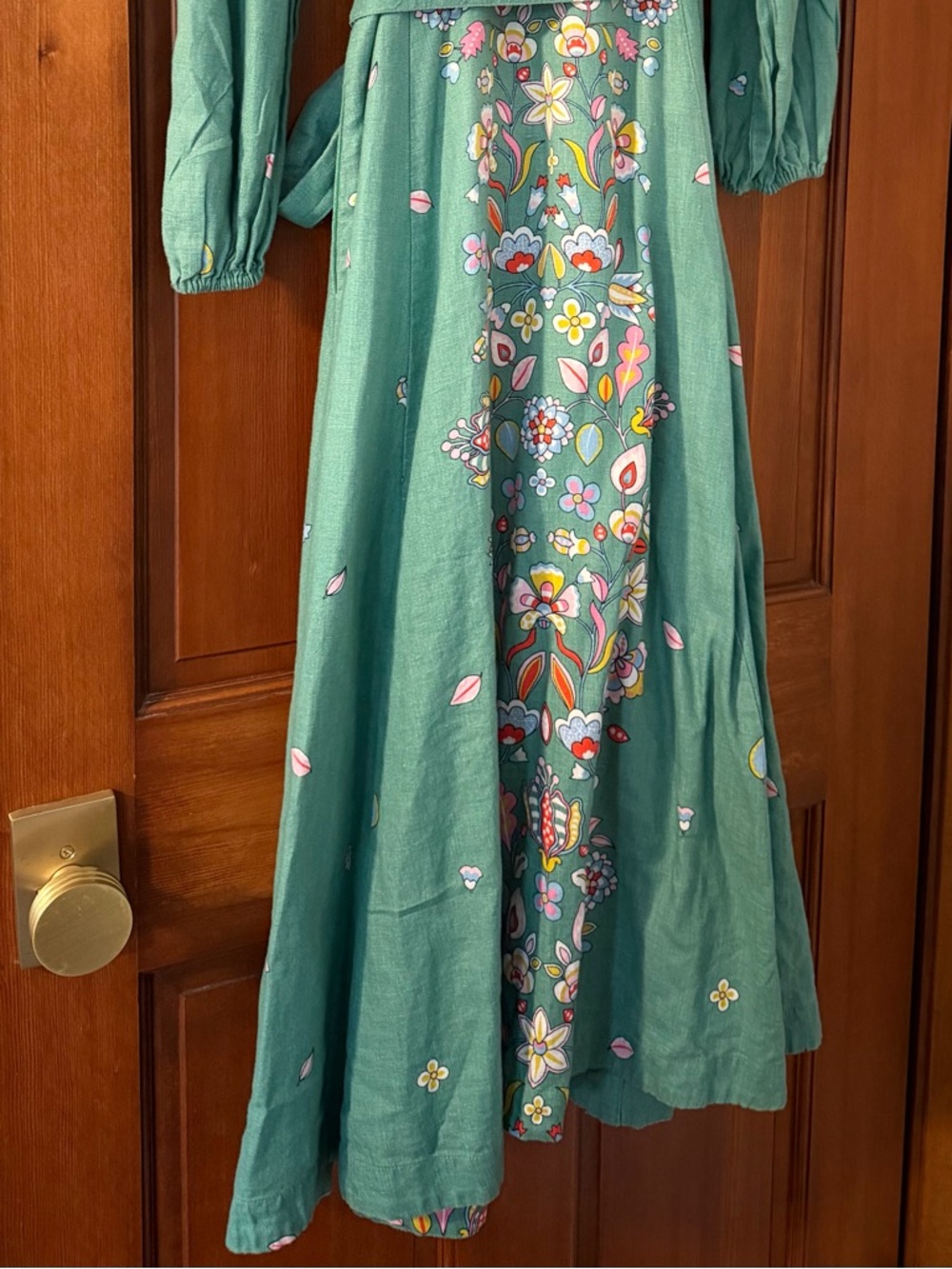Boden Green Floral Maxi Dress with Multi-Color Embroidery - Picture 6 of 7